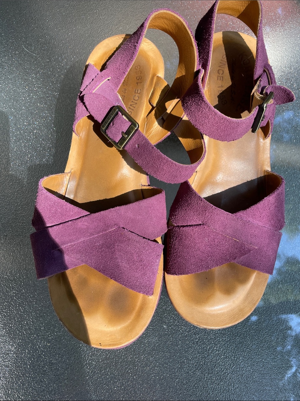 Women's Kirk-Ease Suede Purple Ankle-Strap Sandals - Picture 5 of 7